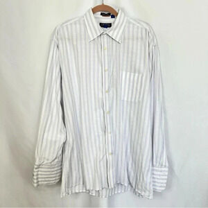 Versa Milan New York Finest Cotton StripesButton Up Long Sleeve Shirt Mens Large